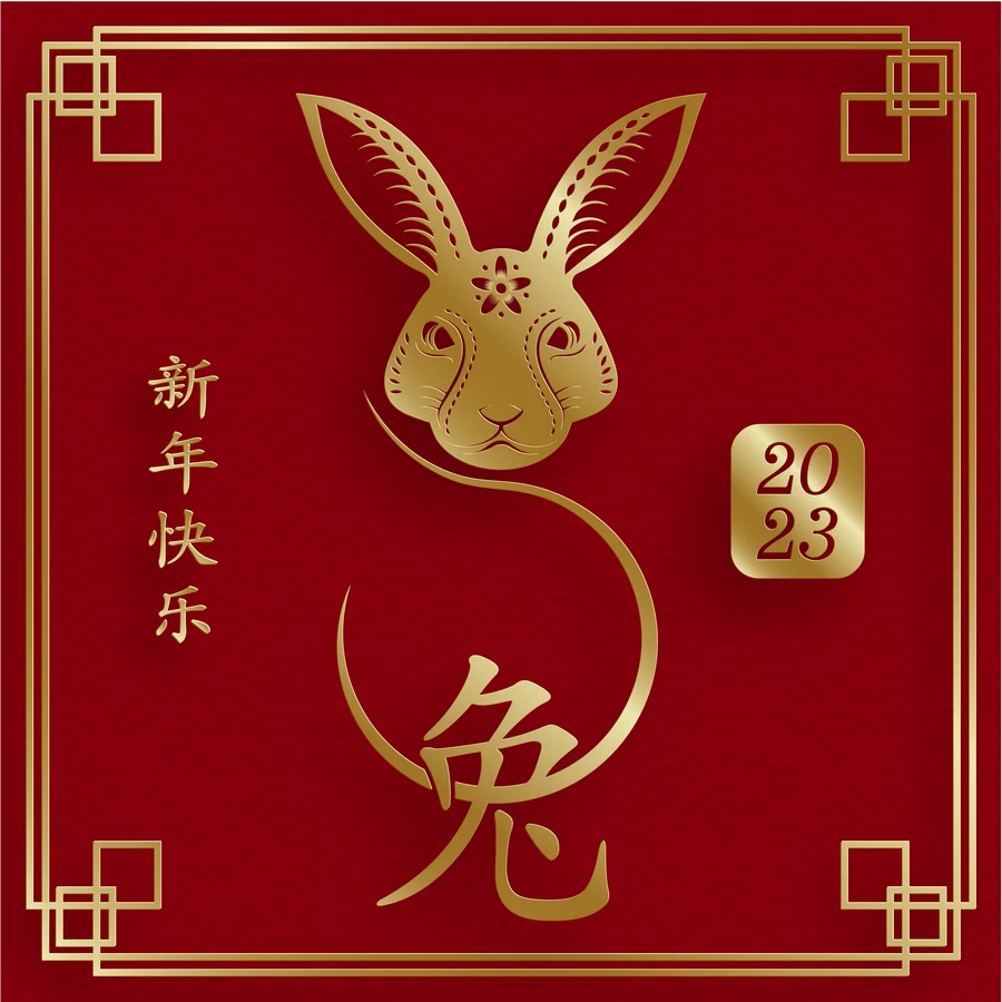 2023兔年中国风新年春节剪纸风节日宣传插画海报背景展板AI素材【278】